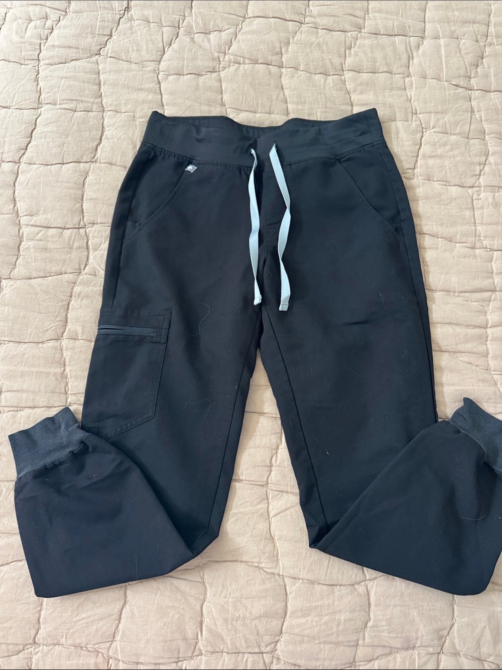 Figs Black Jumpsuit-Style Romper with Drawstring